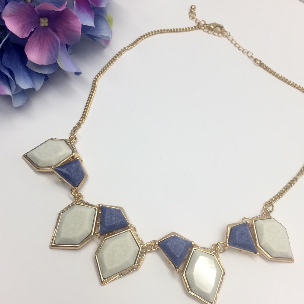  2/$24 Blue and White Statement Necklace